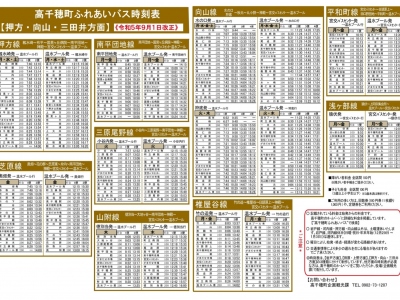 高千穂町ふれあいバス時刻表【押方・向山・三田井方面】
