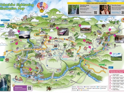 Takachiho　Sightseeing illustration Map